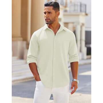 Stylish COOFANDY Mens Button Down Long Sleeve Shacket - Versatile Casual Shirt for Every Season
