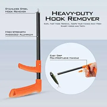 KastKing Brutus Fishing Net Combo, Foldable Extendable Fish Landing Net, Lightweight & Portable Fishing Net with Fish Hook Remover and Fish Lip Gripper, SIL-M