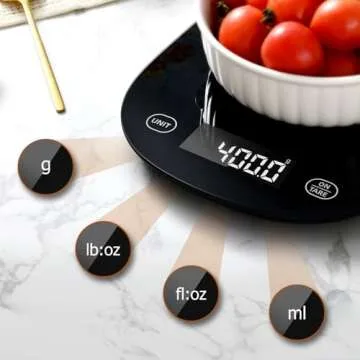 Arboleaf Smart Food Kitchen Scale, 22lb Digital Food Scale with Nutritional Calculator, Smart Kitchen Weighing with App for Macro, Keto, Calorie, Cooking, Grams and Ounces, 0.1oz/0.5g，Black