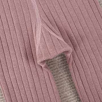 Cute Toddler Ribbed Sweater Leggings - Infant Footless Tights (Gray+Pink, 1-3 Years)