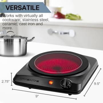 OVENTE 1000W Infrared Single Burner for Hassle-free Cooking