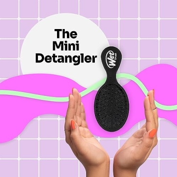 Wet Brush Detangling Brush, Mini Detangler Brush (Black) - Wet & Dry Tangle-Free Hair Brush for Women & Men - No Tangle Soft & Flexible Bristles for Straight, Curly, & Thick Hair
