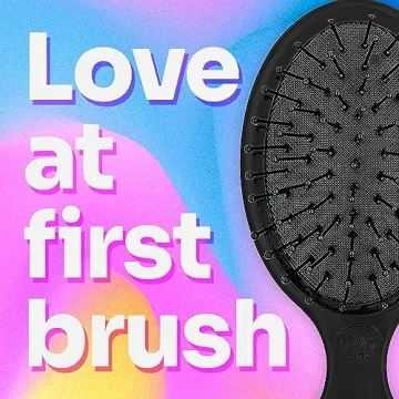 Wet Brush Detangling Brush, Mini Detangler Brush (Black) - Wet & Dry Tangle-Free Hair Brush for Women & Men - No Tangle Soft & Flexible Bristles for Straight, Curly, & Thick Hair
