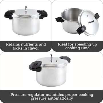 IMUSA USA A417-80807 16Qt Jumbo Stovetop Pressure Cooker with Regulator and Side Handles, Silver