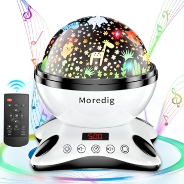 Moredig Kids Night Light Projector - 18 Modes & 12 Music for Sweet Dreams