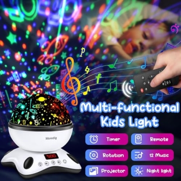 Moredig Kids Night Light Projector 18 Modes 12 Music
