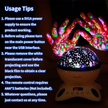 Moredig Kids Night Light Projector 18 Modes 12 Music
