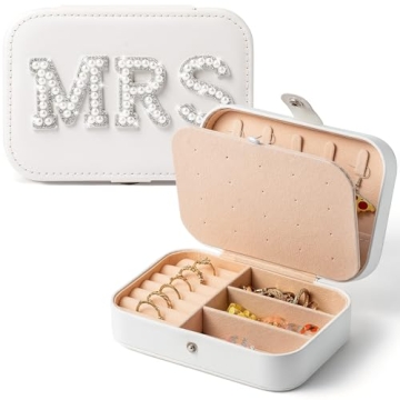 Belanttega MRS Travel Jewelry Box - Elegant Portable Jewelry Case for Brides