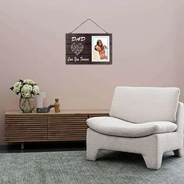 Yunfan Father Daughter Son Gifts - Dad Gifts from Daughter Son Heart String Picture Frames 4x6 Photo for Father's Day, Birthday, Christmas, Wedding-Dad Love You Forever