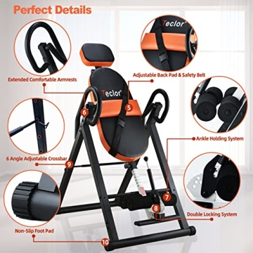 Teclor 350 lbs Inversion Table for Back Pain Relief & Therapy