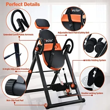 Teclor 350 lbs Inversion Table for Back Pain Relief & Therapy
