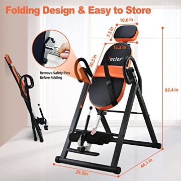 Teclor 350 lbs Inversion Table for Back Pain Relief & Therapy