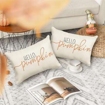 RABUSOFA Fall Pillow Covers 12x20 Inch,Autumn Hello Pumpkin Pillows Decorative Throw Pillows,Lumbar ...