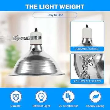 Simple Deluxe 150W Ceramic Reptile Heat Lamp Bulb and 8.5 Inch Reflector Clamp Light Combo for Amphibian Pet, Black
