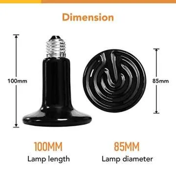 Simple Deluxe 150W Ceramic Reptile Heat Lamp Bulb and 8.5 Inch Reflector Clamp Light Combo for Amphibian Pet, Black