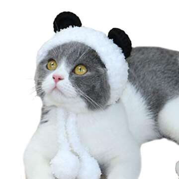 POPETPOP Panda Bear Dog Costume Neck Ear Warmer Headband Protector for Cat and Dog Size S