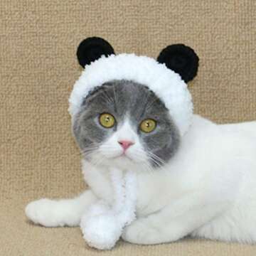 POPETPOP Panda Bear Dog Costume Neck Ear Warmer Headband Protector for Cat and Dog Size S