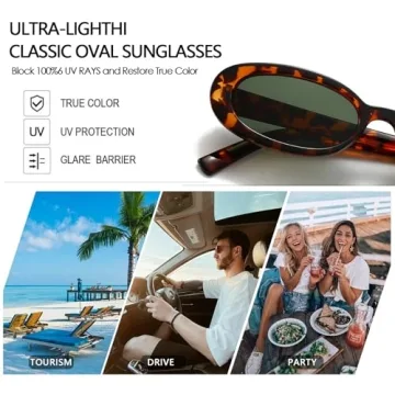 Trendy Retro Oval Sunglasses - Fashionable UV Protection