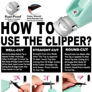 Green Adjustable Artificial Acrylic Fake Nail False Nail Tip Clipper Cutter Trimmer Manicure Pedicur...