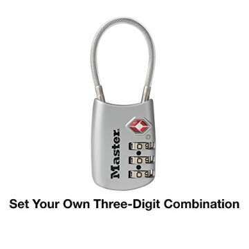 Master Lock TSA Set Your Own Combination Luggage Lock, TSA Approved Lock with Code for Luggage, Bags, Suitcase, and Backpacks, (Color May Vary), ‎4688D