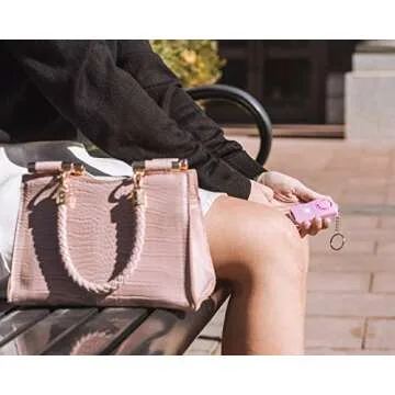 ARMADILLO DEFENSE Pepper Spray and Personal Alarm Key Chain Bundle (4 Pack) for Protection and Self Defense, Safeguard for Women and Men, Tear Gas and Panic Button (Pink)