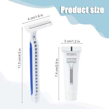 Disposable Razors in Bulk Pack of 60,Blue Disposable Shaving Razors Individual Wrapped Twin Blade Bulk Disposable Razors with Clear Cap and 10g Shaving Cream for Homeless,Hotel,Travel,Charity,Shelter
