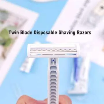 Disposable Razors in Bulk Pack of 60,Blue Disposable Shaving Razors Individual Wrapped Twin Blade Bulk Disposable Razors with Clear Cap and 10g Shaving Cream for Homeless,Hotel,Travel,Charity,Shelter