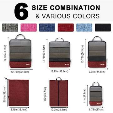 Prezon Compression Packing Cubes with Travel Shoes Bag and Laundry Bag, Luggage Organiser Set, Extensible Suitcase Organiser, Packing Organisers for Suitcases, Packing Cubes for Travel or Storage