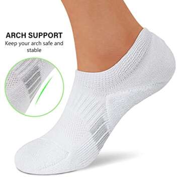 Amutost No Show Socks for Women - White Running Athletic Low Cut