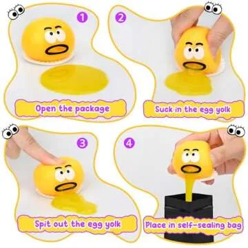 4 Pack Vomiting Stress Balls Fidget Toy Set, Puking Sucking Egg Yolk Slime, Squeeze Prank Toys, Novelty Sensory Gag Gift