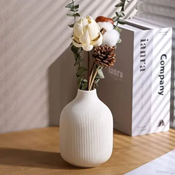 Modern Minimalist White Ceramic Vases Set of 3