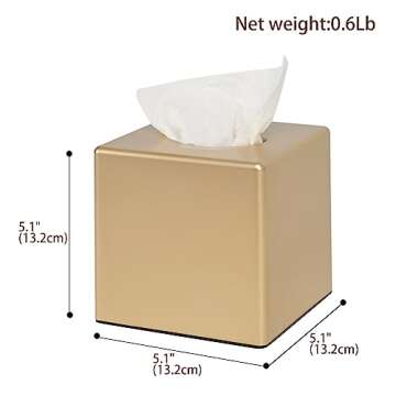 Elegant Gold Square Tissue Box Cover for Home & Office