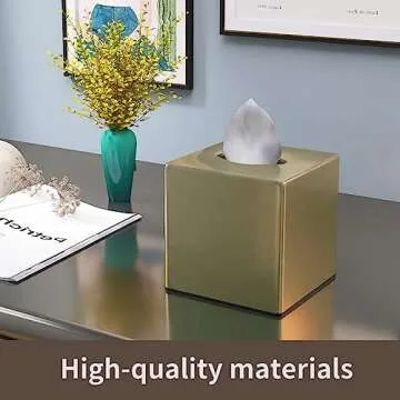 Elegant Gold Square Tissue Box Cover for Home & Office