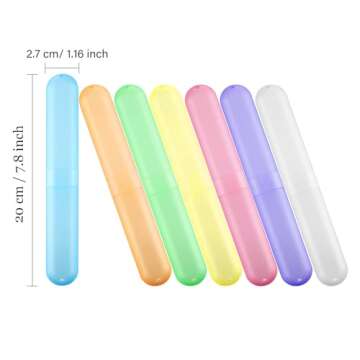 Boao 20 Pieces Travel Toothbrush Case Holder, Portable Toothbrush Storage, Classroom Pencil Case for...