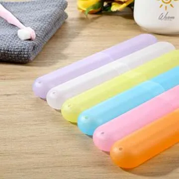 Boao 20 Pieces Travel Toothbrush Case Holder, Portable Toothbrush Storage, Classroom Pencil Case for Kids, 7 Assort Color Toothpaste Cover Protector for Travel Use