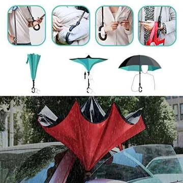 Stylish Windproof Inverted Umbrella with C-Shaped Handle
