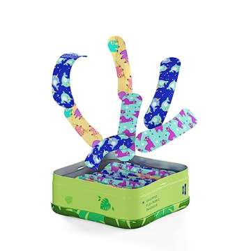 Welly Bandages | Adhesive Flexible Fabric Bravery Badges | Assorted Shapes for Minor Cuts, Scrapes, and Wounds | Colorful and Fun First Aid Tin | Pets Patterns - 48 Count