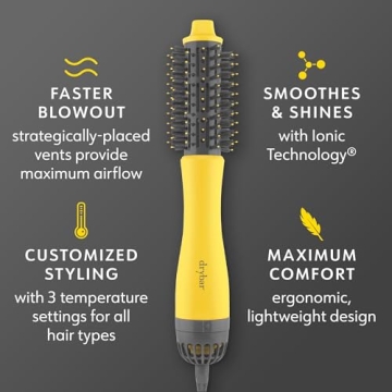 Drybar The Half Shot Small Round Blow-Dryer Brush | Faster, Easier Blowouts, From Wet to Dry, Customized Styling, Perfect for Layers, Defines Curls & Waves