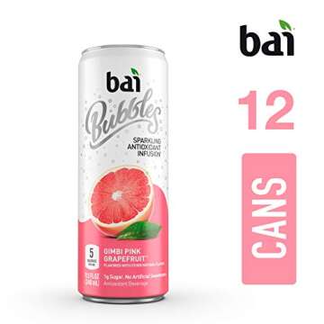 Bai Bubbles, Sparkling Water, Gimbi Pink Grapefruit, Antioxidant Infused Drinks, 11.5 Fl Oz (Pack of 12)