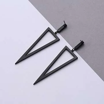 LILIE&WHITE Fashion Women Triangle Drop Dangle Earrings Geometric Jewelry Punk Jet