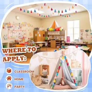 4 Pcs Rainbow Tassel Garland Boho Colorful Garland Banner Decor Wall Hanging for Home Classroom Decoration Wedding Birthday Baby Shower Party Supplies, Pre Assembled(Tassel in 3.1 Inches)