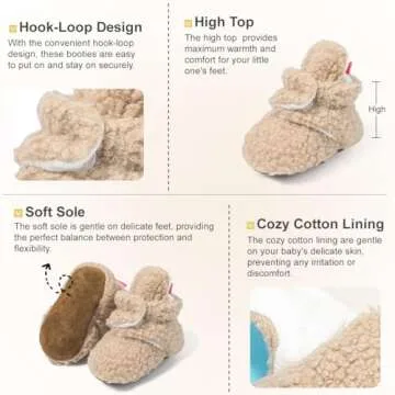 KIDSUN Cozy Infant Booties - Non-Slip Fleece Slippers