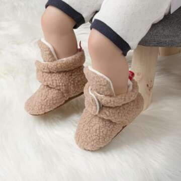 KIDSUN Cozy Infant Booties - Non-Slip Fleece Slippers