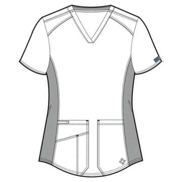 Med Couture V-Neck Scrub Top for Women with 4 Pockets, Rib-Knit Side Panel, and Shirttail Hem MC7459, Black, 2X-Large