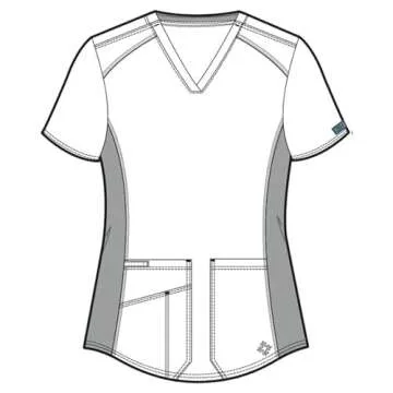 Med Couture V-Neck Scrub Top for Women with 4 Pockets, Rib-Knit Side Panel, and Shirttail Hem MC7459, Black, 2X-Large