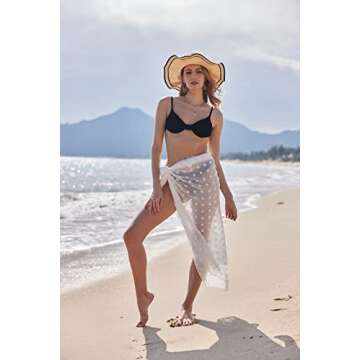 Ekouaer Sarong Swimsuit Coverup for Women Chiffon Long Beach Wrap Skirt Sheer Scarf Bathing Suit Sarong
