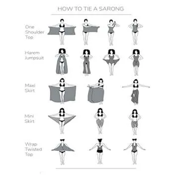 Ekouaer Sarong Swimsuit Coverup for Women Chiffon Long Beach Wrap Skirt Sheer Scarf Bathing Suit Sarong