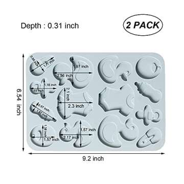 2 Pack Cute Baby Silicone Molds, 3D Baby Shower Themed Baking Mould, Cake Border Fondant Molds Cake ...