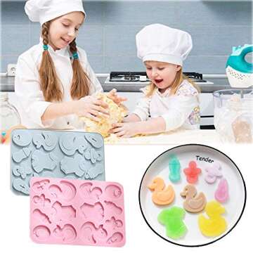 2 Pack Cute Baby Silicone Molds, 3D Baby Shower Themed Baking Mould, Cake Border Fondant Molds Cake Decorating Tools for Chocolate, Candy,Gumpaste Molds