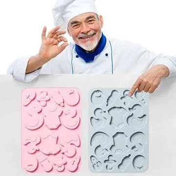 2 Pack Cute Baby Silicone Molds, 3D Baby Shower Themed Baking Mould, Cake Border Fondant Molds Cake Decorating Tools for Chocolate, Candy,Gumpaste Molds